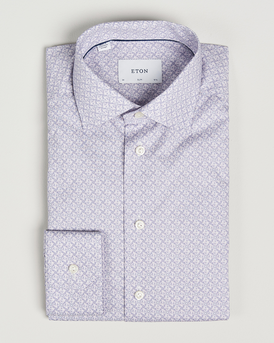 Herre | Skjorter | Eton | Slim Fit Signature Twill Printed Shirt Pink