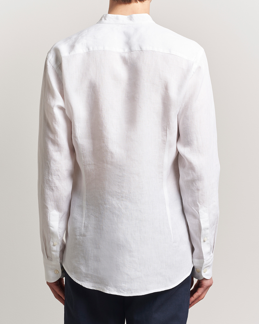 Herre | Skjorter | Eton | Slim Fit Linen Band Collar Shirt White