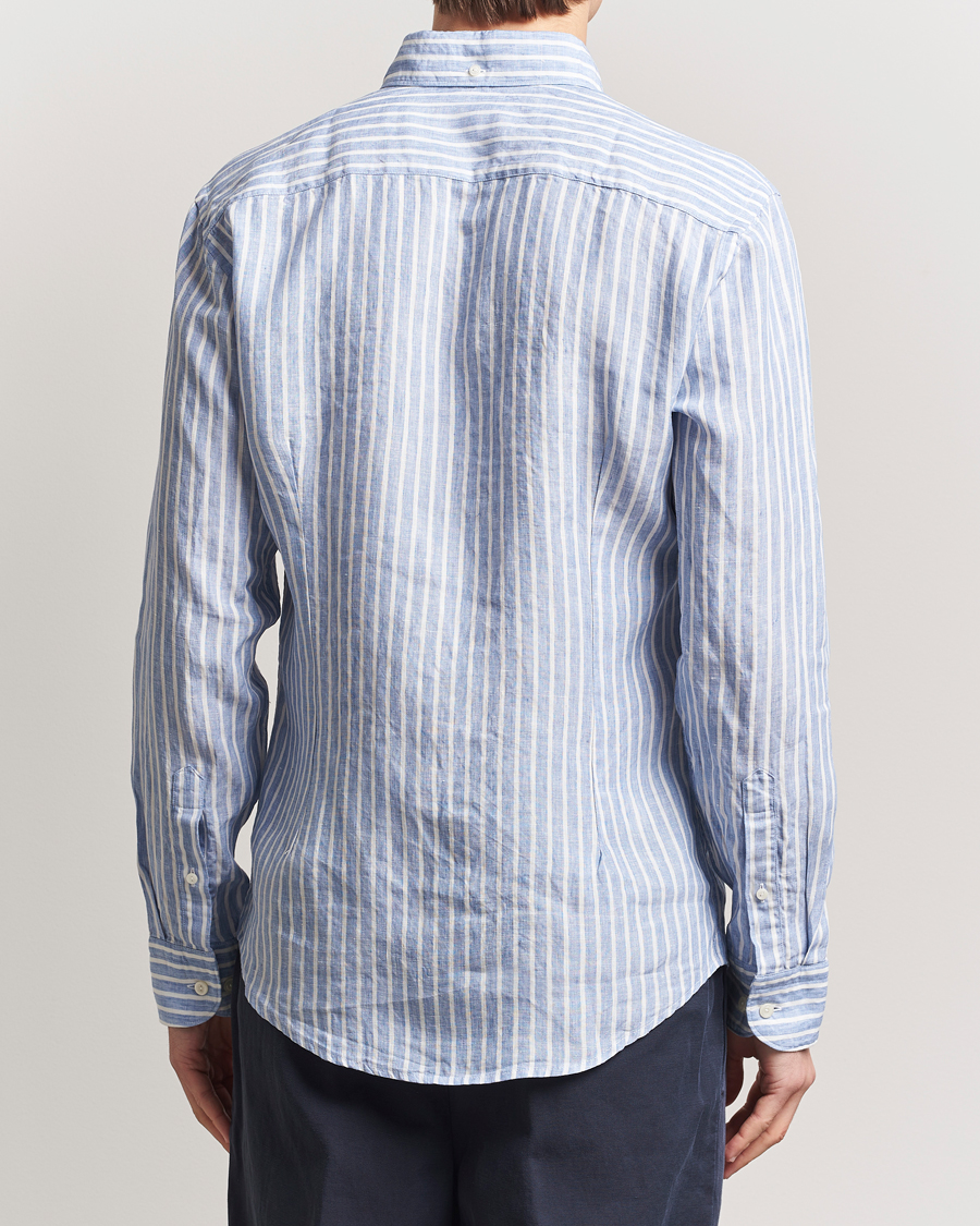 Herre | Skjorter | Eton | Slim Fit Striped Linen Shirt Blue/White