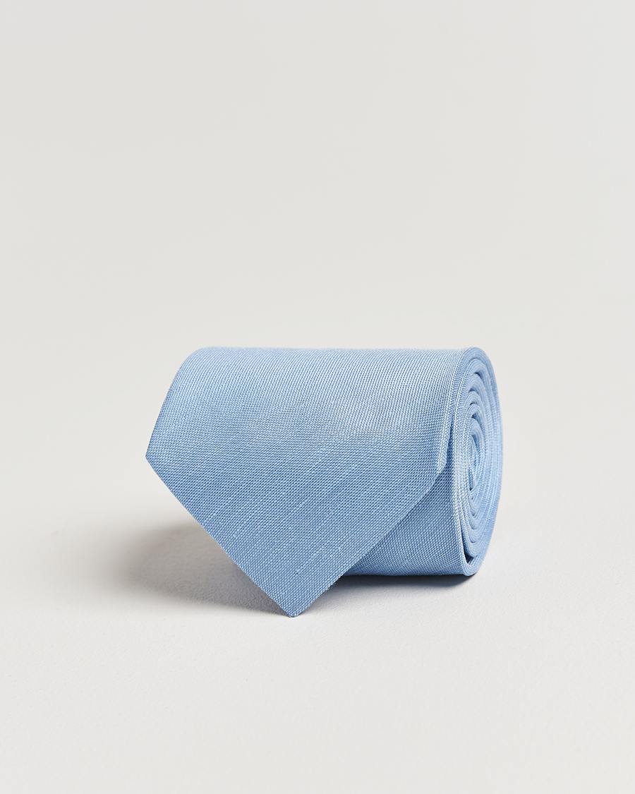 Herre | Slips | Eton | Silk/Linen Tie Light Blue