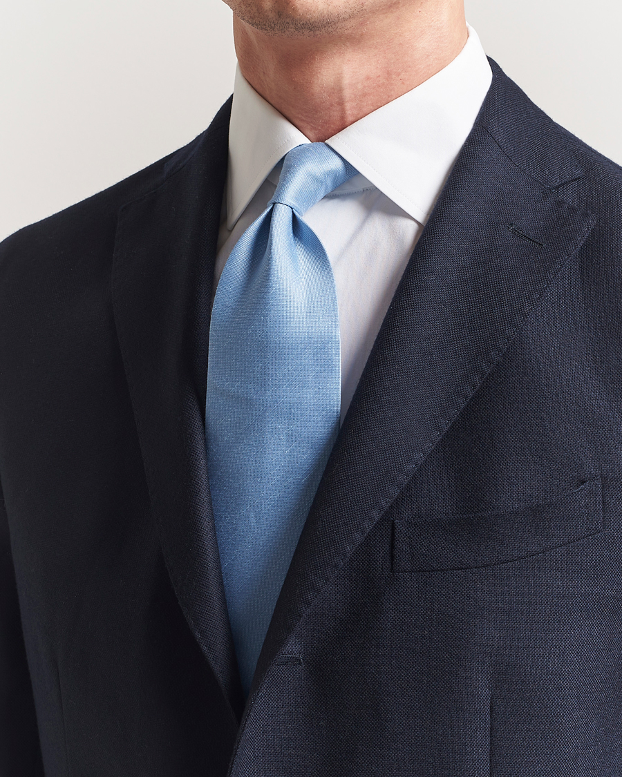 Herre | Slips | Eton | Silk/Linen Tie Light Blue