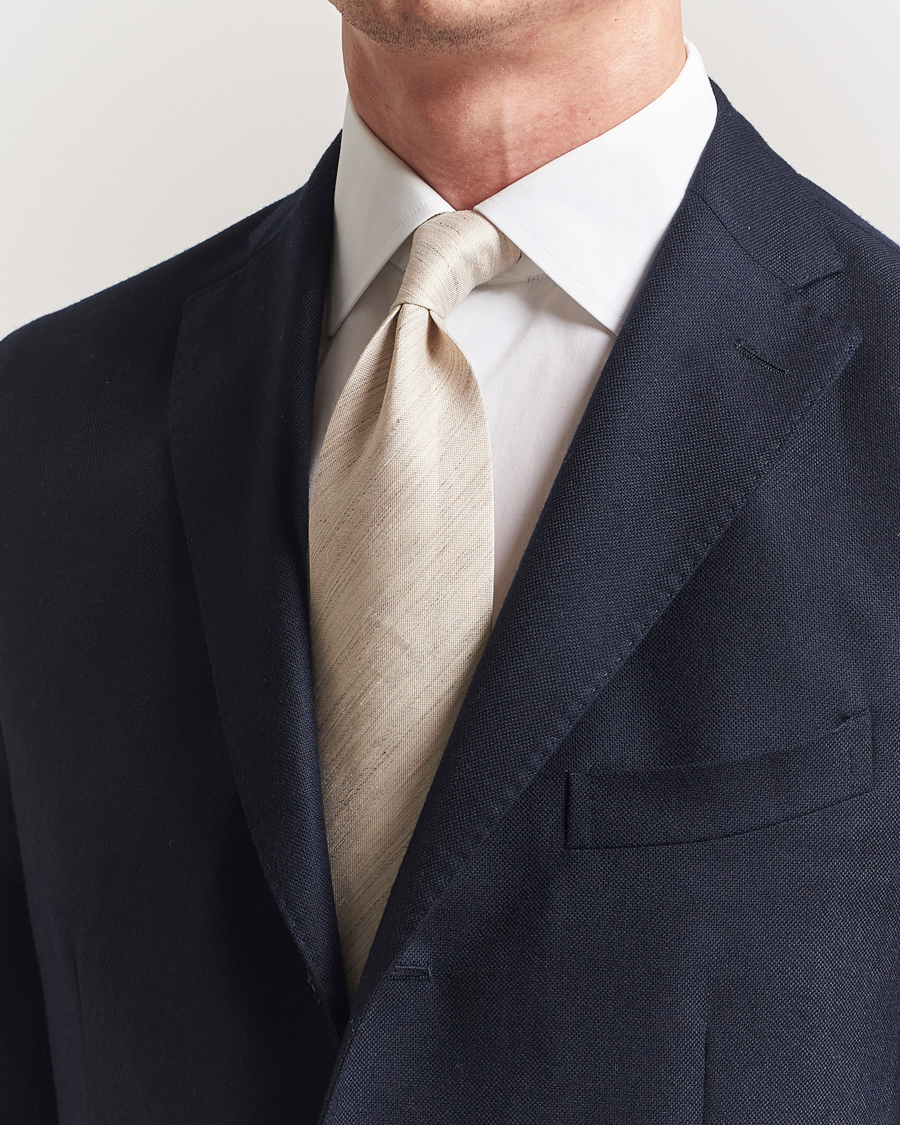 Herre | Slips | Eton | Silk/Linen Tie Beige