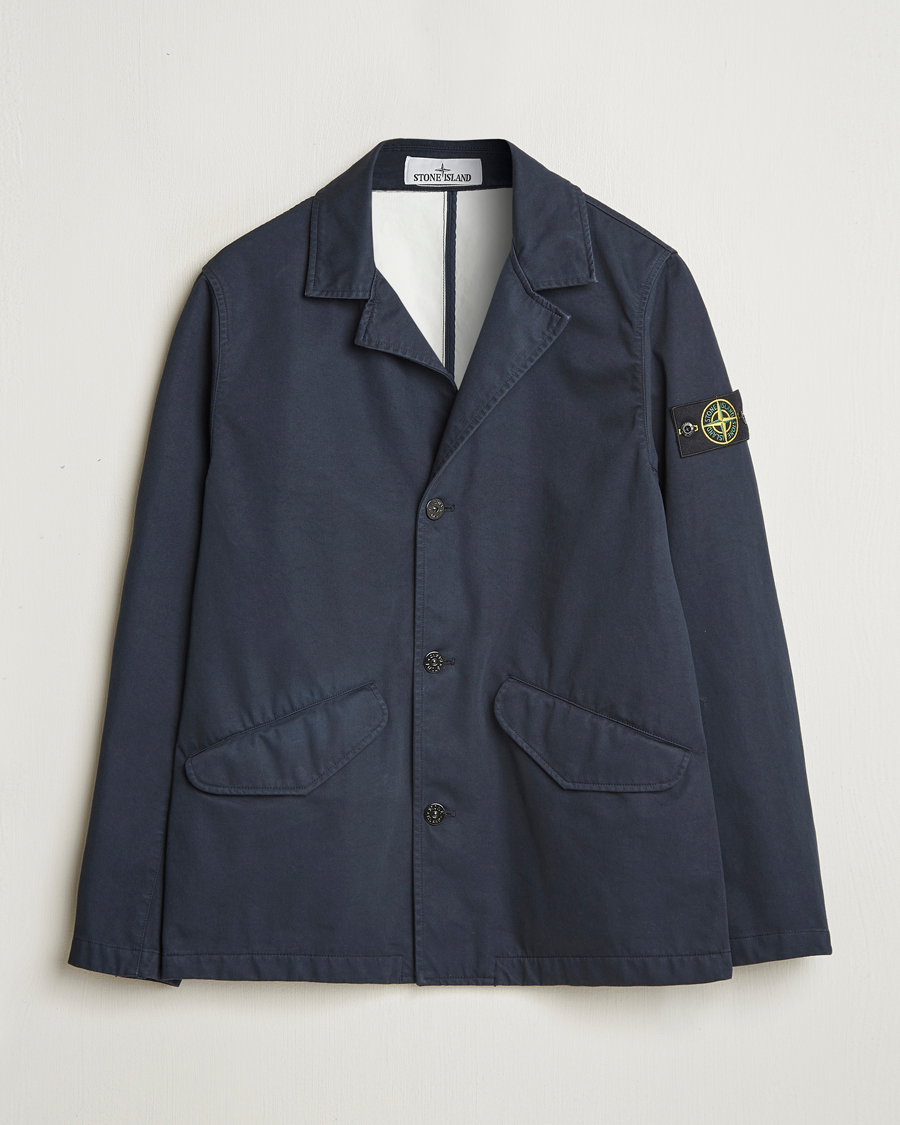 Herre | Jakker | Stone Island | Raso Gommato 3L Cotton Blazer Jacket Navy Blue