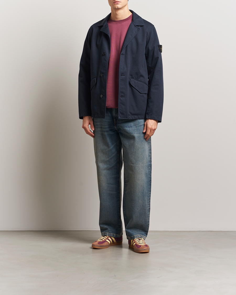 Herre | Jakker | Stone Island | Raso Gommato 3L Cotton Blazer Jacket Navy Blue