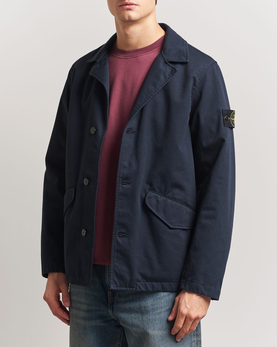 Herre | Jakker | Stone Island | Raso Gommato 3L Cotton Blazer Jacket Navy Blue