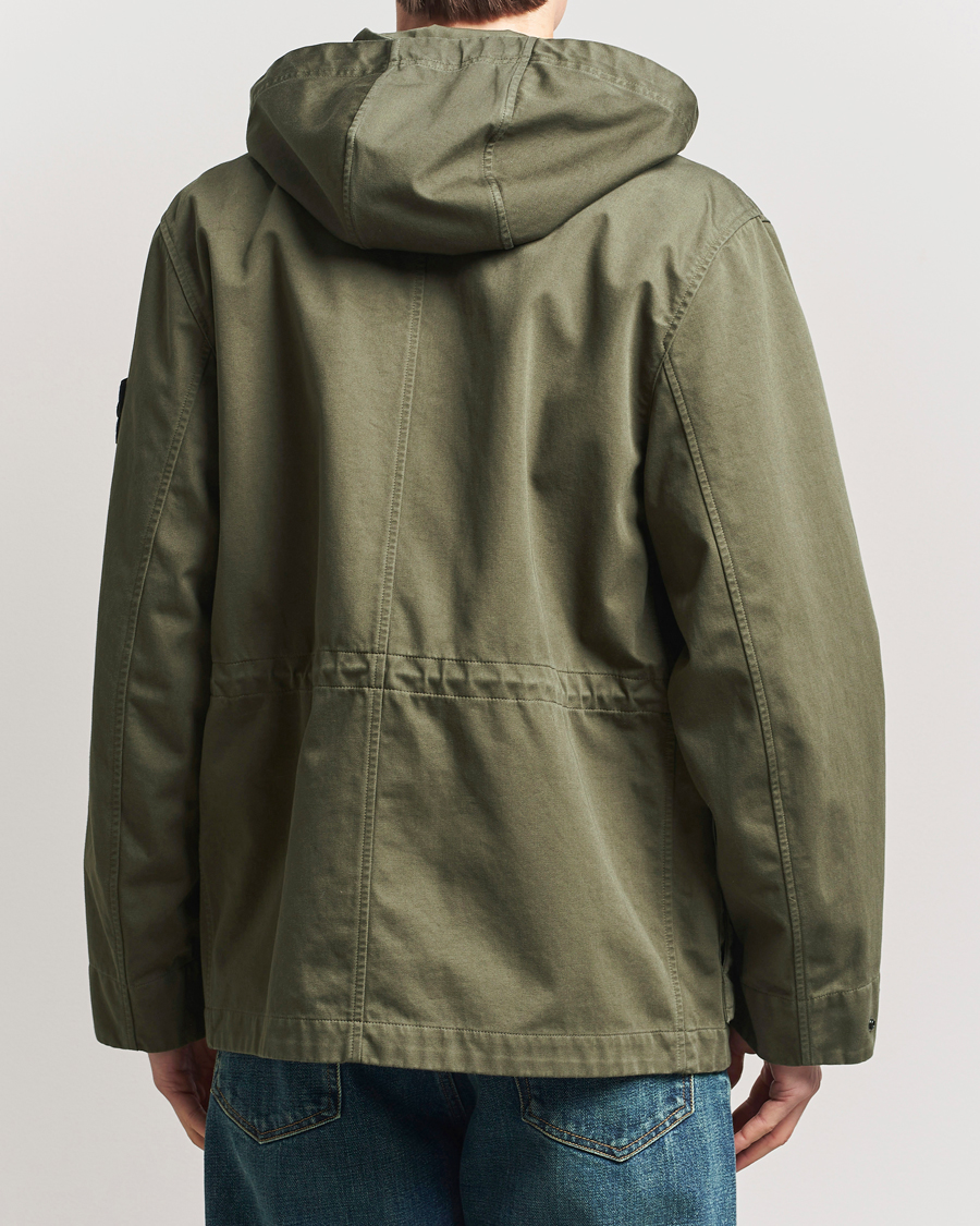 Herre | Jakker | Stone Island | Raso Gommato 3L Cotton Hooded Field Jacket Military Green