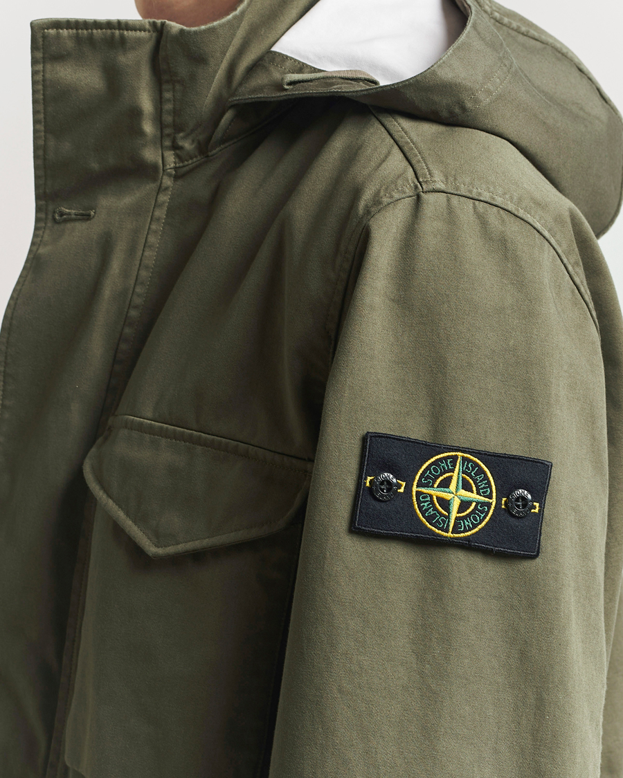 Herre | Jakker | Stone Island | Raso Gommato 3L Cotton Hooded Field Jacket Military Green