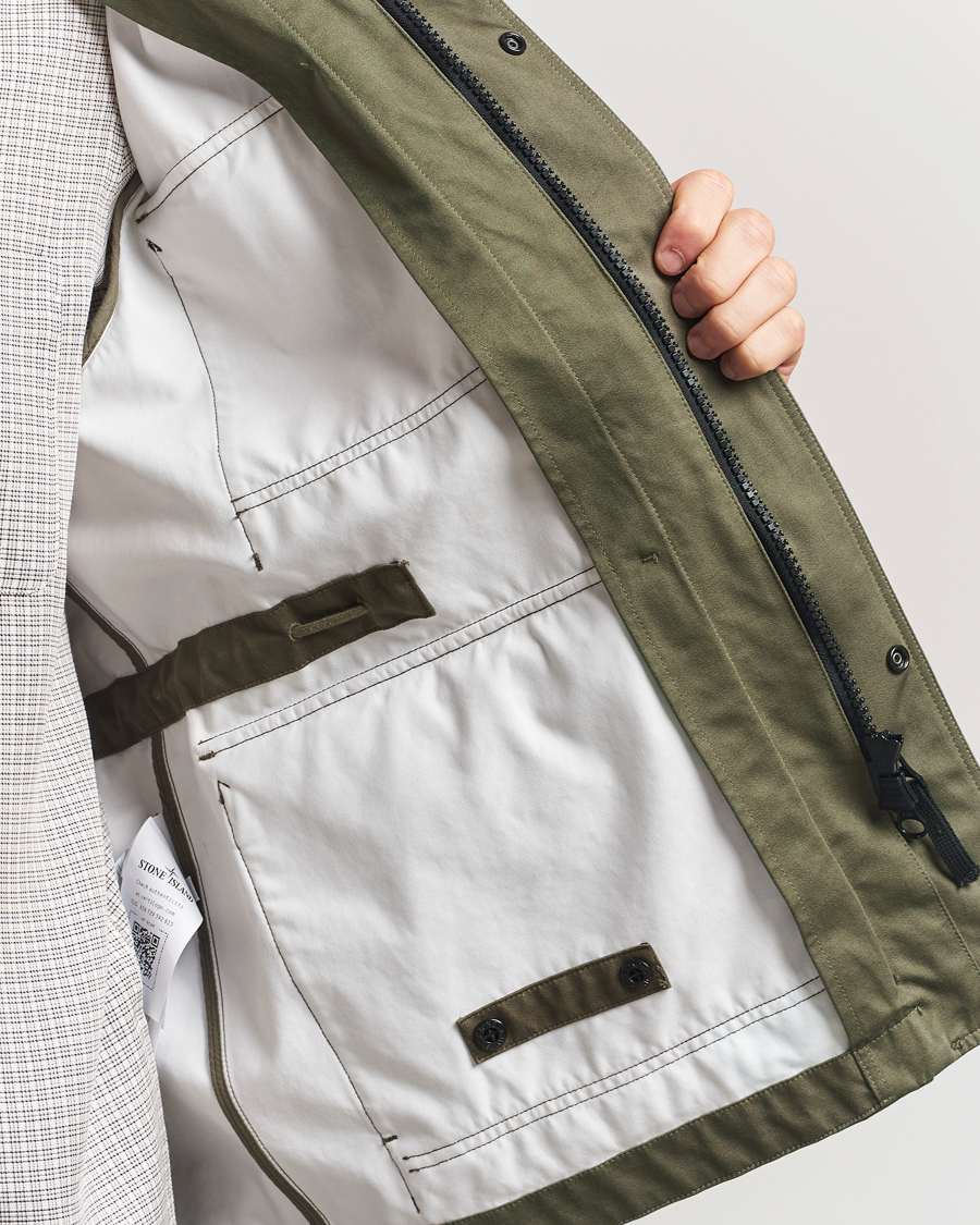 Herre | Jakker | Stone Island | Raso Gommato 3L Cotton Hooded Field Jacket Military Green
