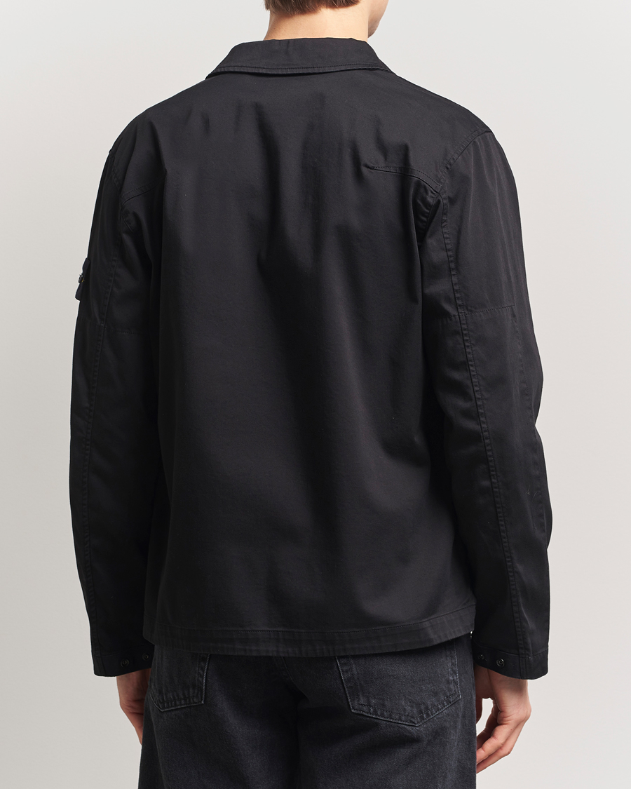 Herre | Skjorter | Stone Island | Cotton Stretch Zip Overshirt Black
