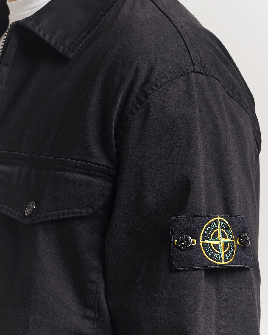 Herre | Skjorter | Stone Island | Cotton Stretch Zip Overshirt Black