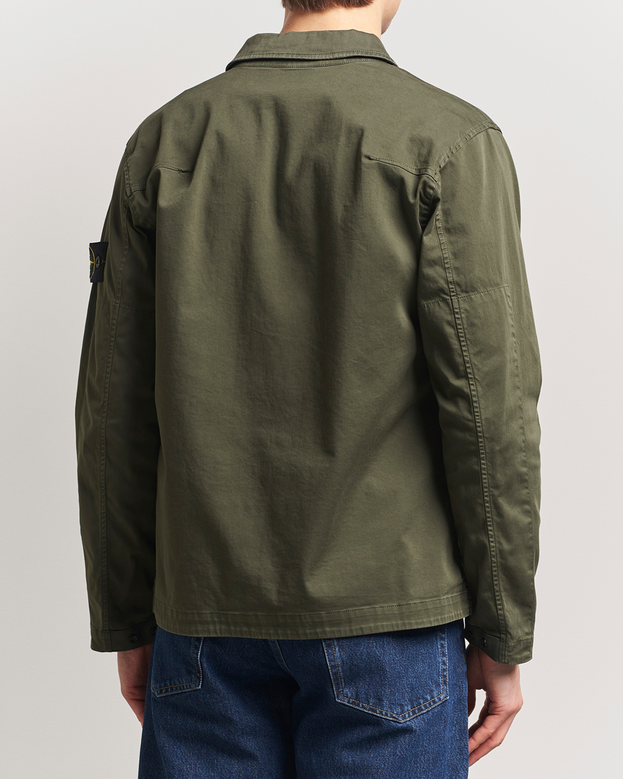 Herre | Skjorter | Stone Island | Cotton Stretch Zip Overshirt Military Green