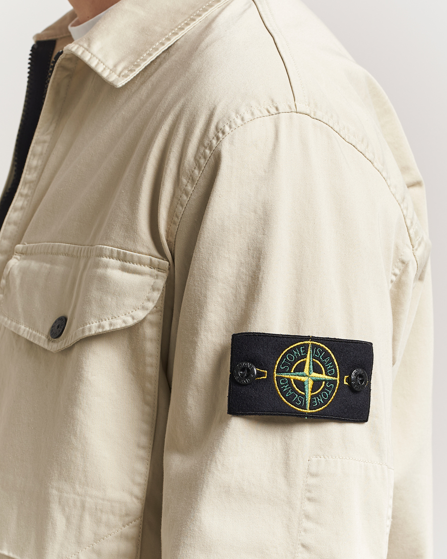 Herre | Skjorter | Stone Island | Cotton Stretch Zip Overshirt Sand