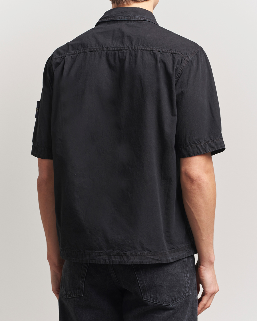 Herre | Skjorter | Stone Island | Cotton Canvas Old Effect Short Sleeve Shirt Black