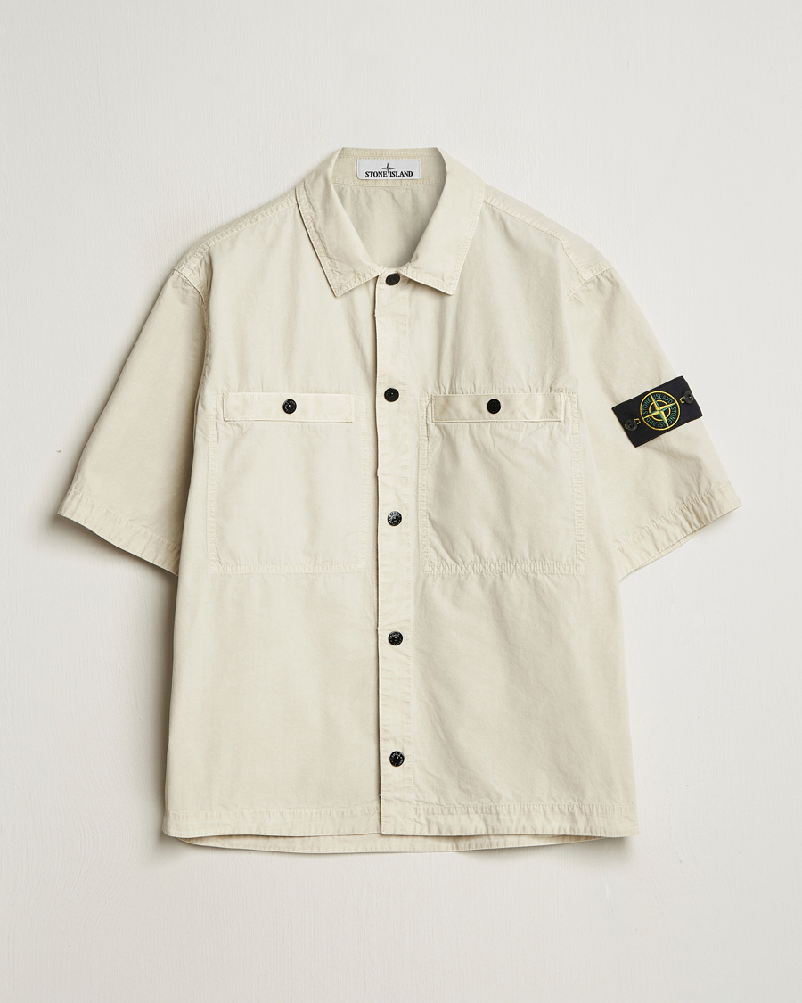 Herre | Skjorter | Stone Island | Cotton Canvas Old Effect Short Sleeve Shirt Sand