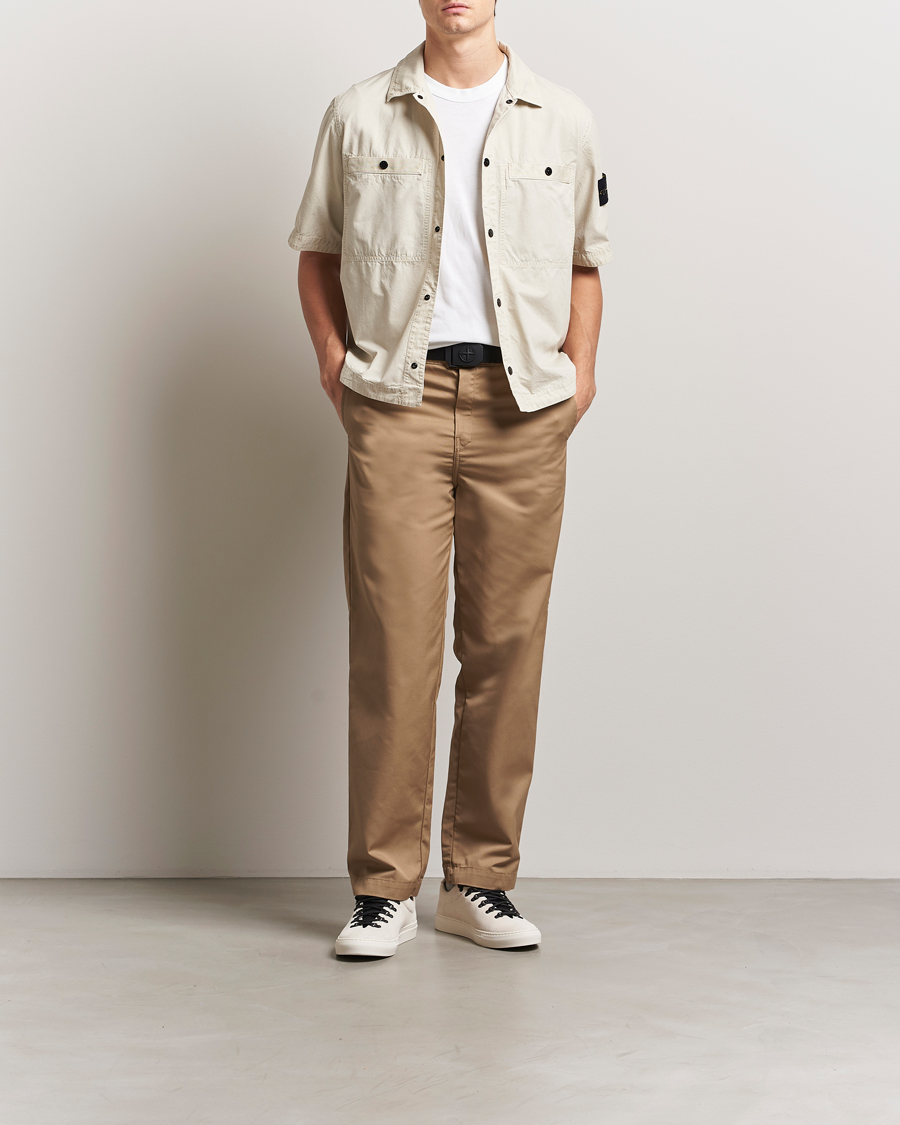 Herre | Skjorter | Stone Island | Cotton Canvas Old Effect Short Sleeve Shirt Sand