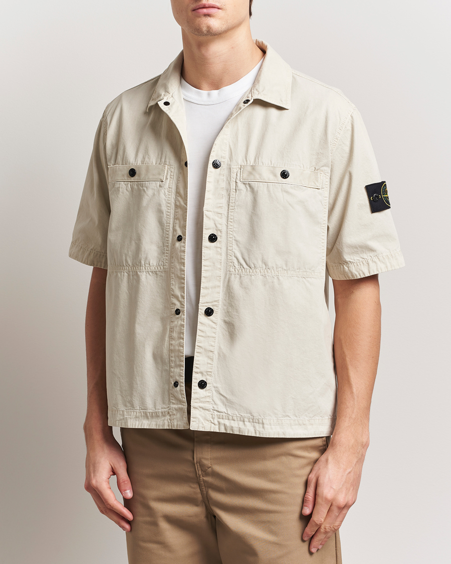 Herre | Skjorter | Stone Island | Cotton Canvas Old Effect Short Sleeve Shirt Sand
