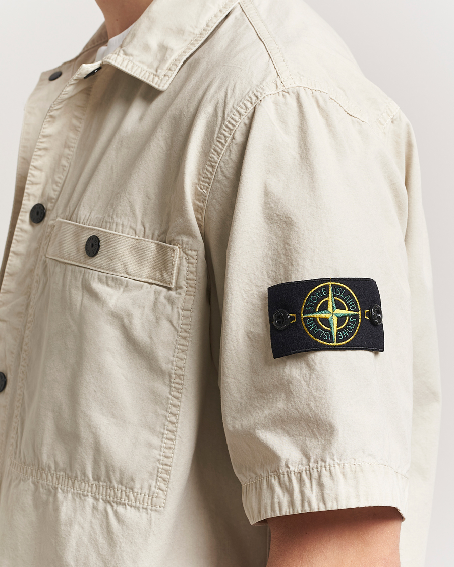 Herre | Skjorter | Stone Island | Cotton Canvas Old Effect Short Sleeve Shirt Sand