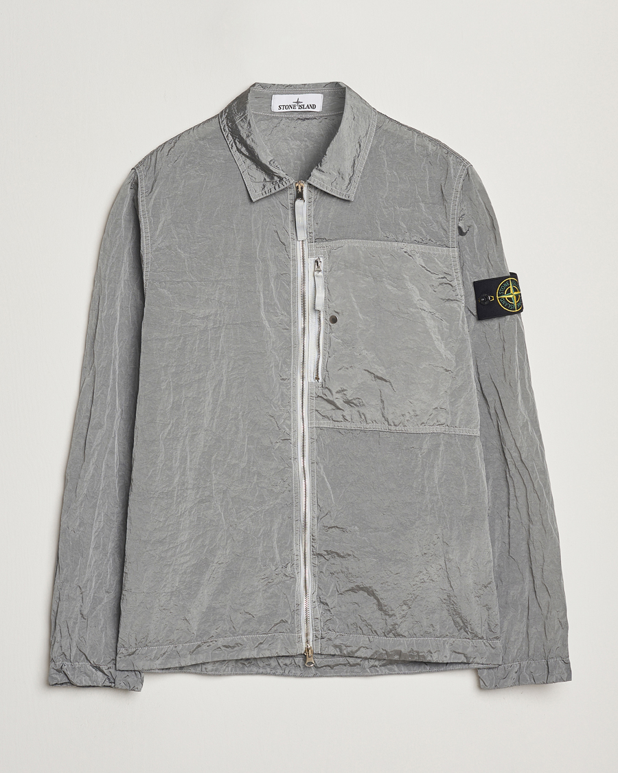 Herre | Skjorter | Stone Island | Nylon Metal Zip Overshirt Pearl Grey
