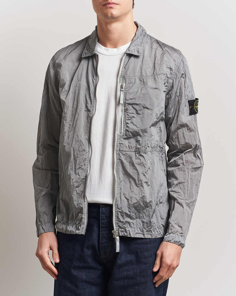 Herre | Skjorter | Stone Island | Nylon Metal Zip Overshirt Pearl Grey