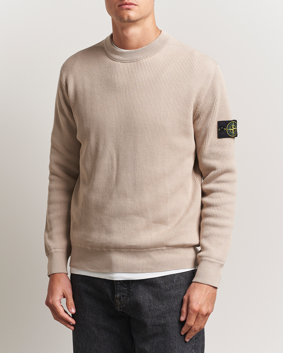 Herre | Gensere | Stone Island | Ribbed Soft Organic Cotton Crewneck Desert