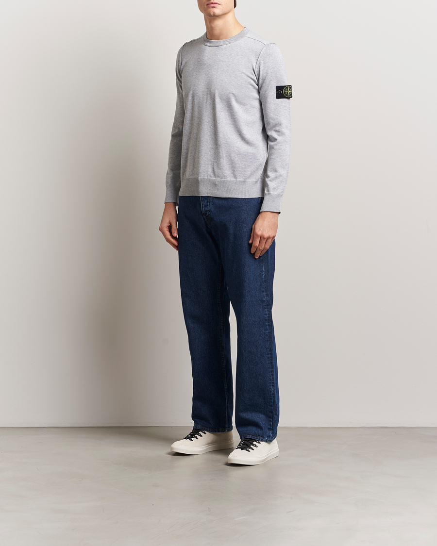 Herre | Gensere | Stone Island | Soft Organic Cotton Crew Neck Melange Pearl Grey