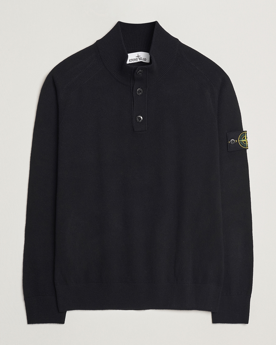Herre | Gensere | Stone Island | Knitted Geelong Wool Half Button Zip Black