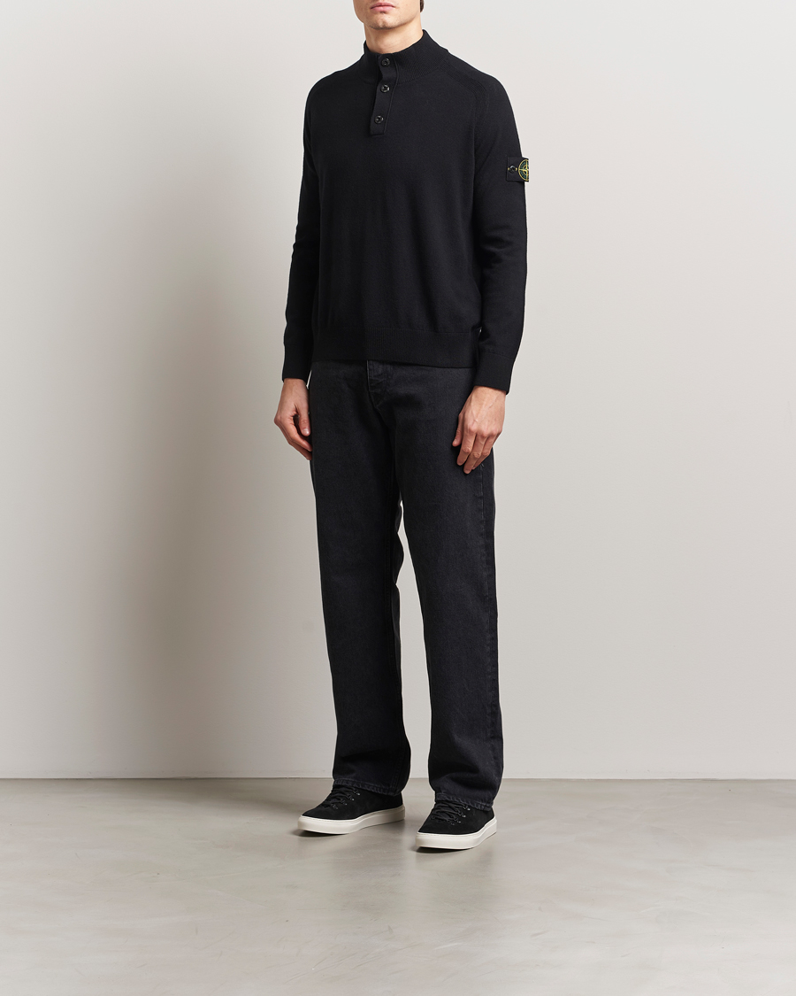 Herre | Gensere | Stone Island | Knitted Geelong Wool Half Button Zip Black