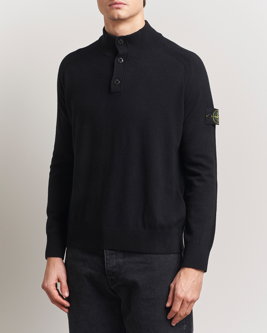 Herre | Gensere | Stone Island | Knitted Geelong Wool Half Button Zip Black
