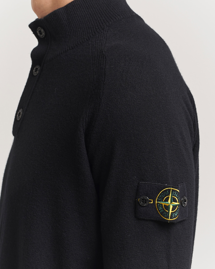 Herre | Gensere | Stone Island | Knitted Geelong Wool Half Button Zip Black