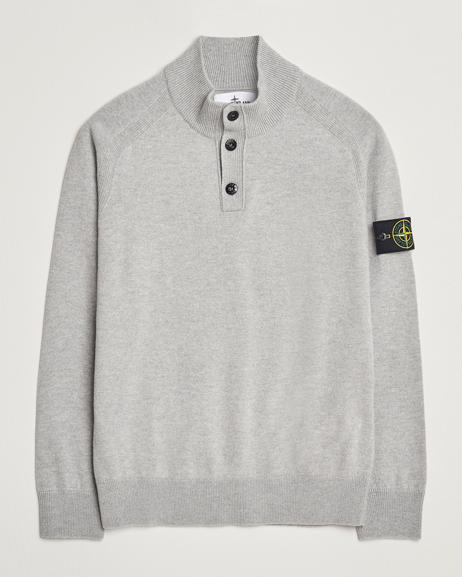 Herre | Gensere | Stone Island | Knitted Geelong Wool Half Button Zip Melange Grey