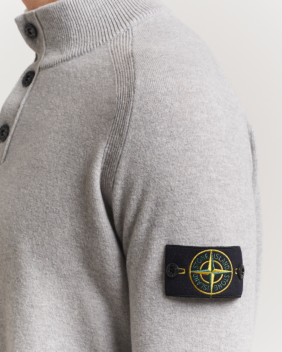 Herre | Gensere | Stone Island | Knitted Geelong Wool Half Button Zip Melange Grey