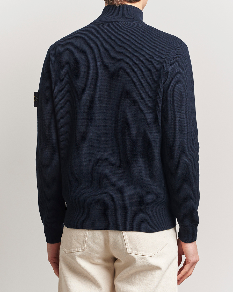 Herre | Gensere | Stone Island | Ribbed Soft Organic Cotton Full Zip Navy Blue