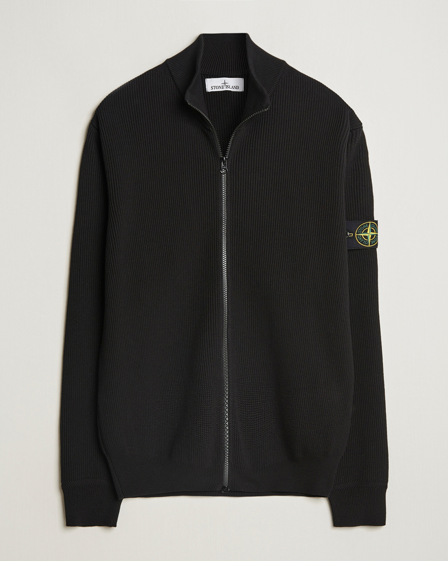 Herre | Gensere | Stone Island | Ribbed Soft Organic Cotton Full Zip Black