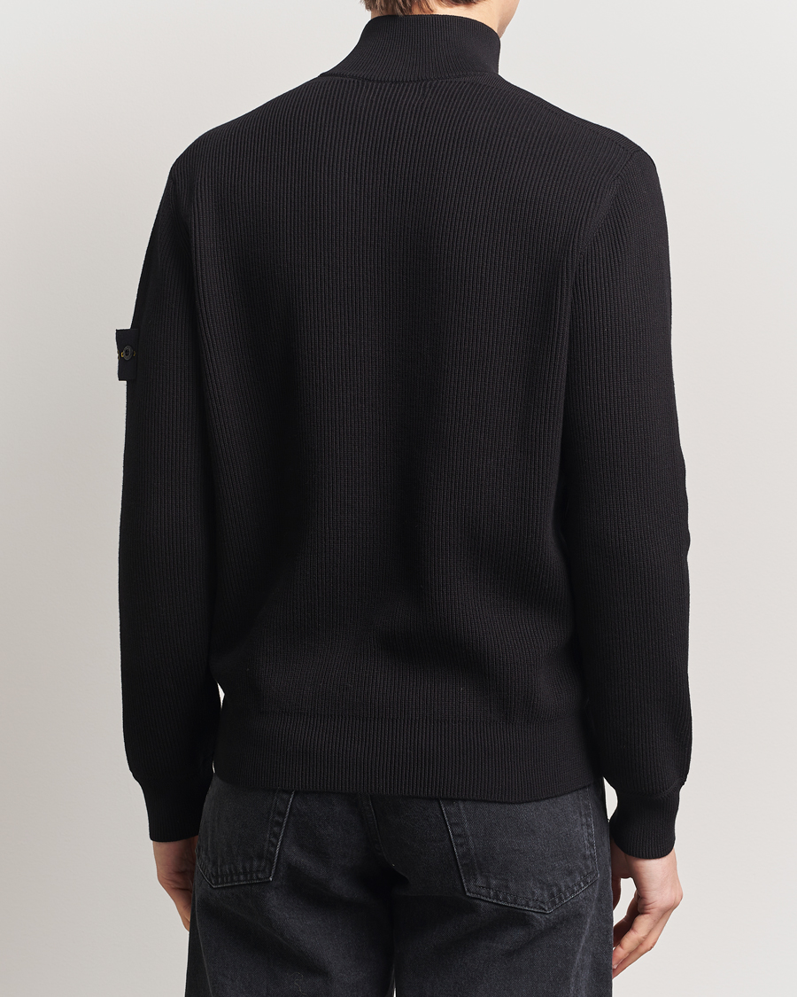 Herre | Gensere | Stone Island | Ribbed Soft Organic Cotton Full Zip Black
