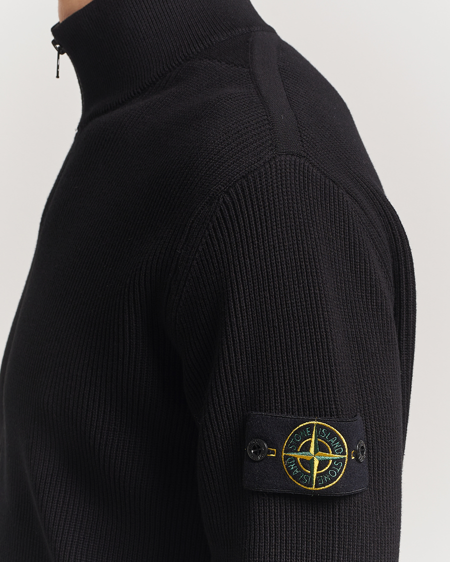 Herre | Gensere | Stone Island | Ribbed Soft Organic Cotton Full Zip Black