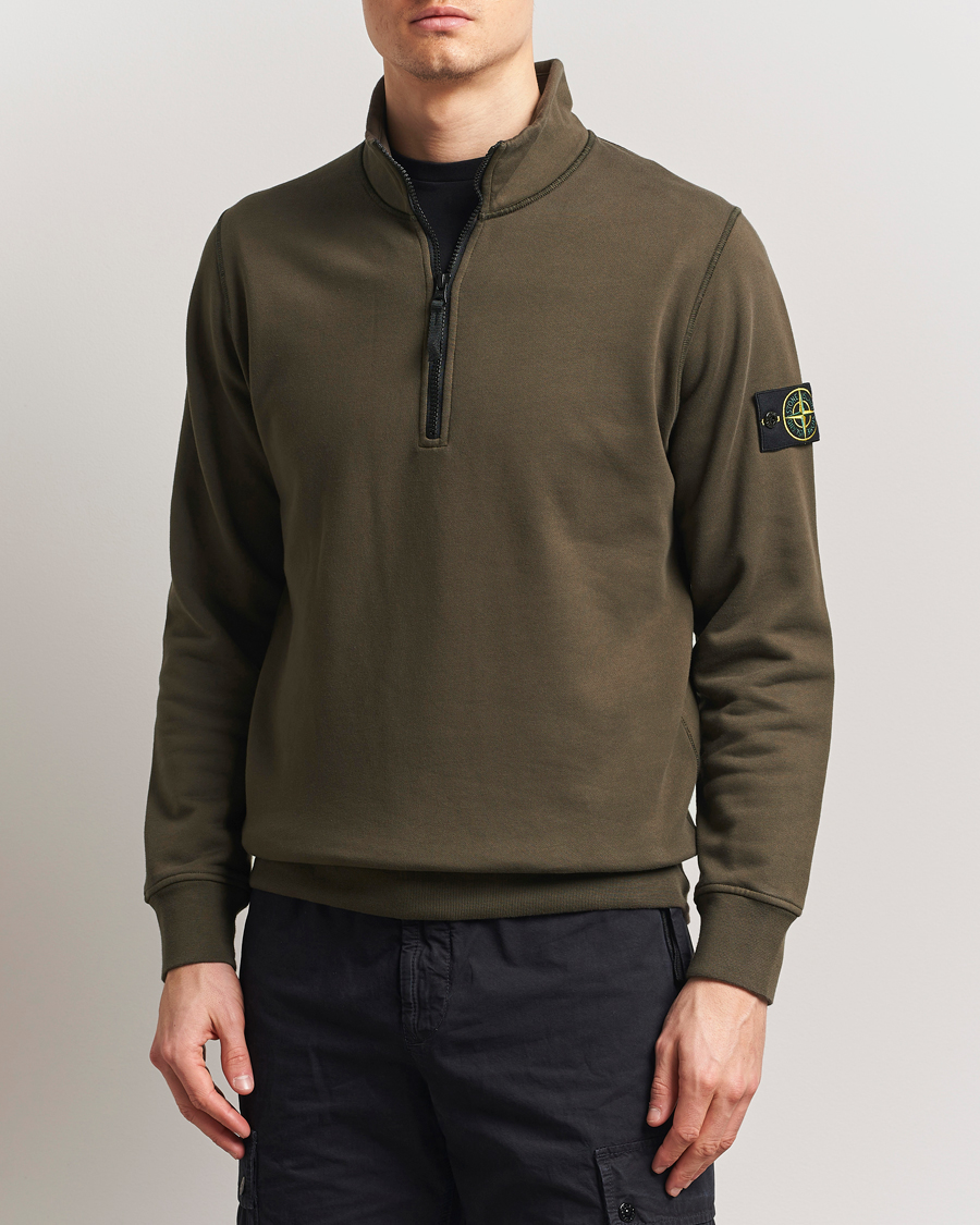 Herre | Gensere | Stone Island | Garment Dyed Fleece Half Zip Military Green