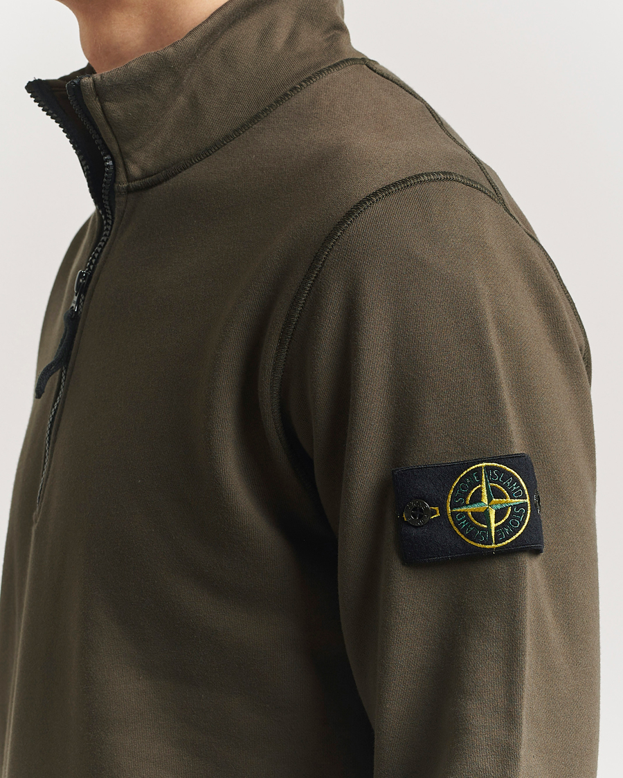 Herre | Gensere | Stone Island | Garment Dyed Fleece Half Zip Military Green