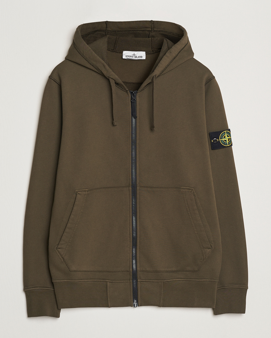 Herre | Gensere | Stone Island | Garment Dyed Fleece Full Zip Hood Military Green