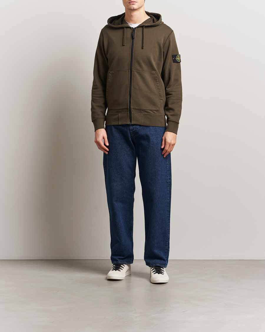 Herre | Gensere | Stone Island | Garment Dyed Fleece Full Zip Hood Military Green