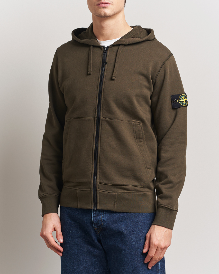 Herre | Gensere | Stone Island | Garment Dyed Fleece Full Zip Hood Military Green
