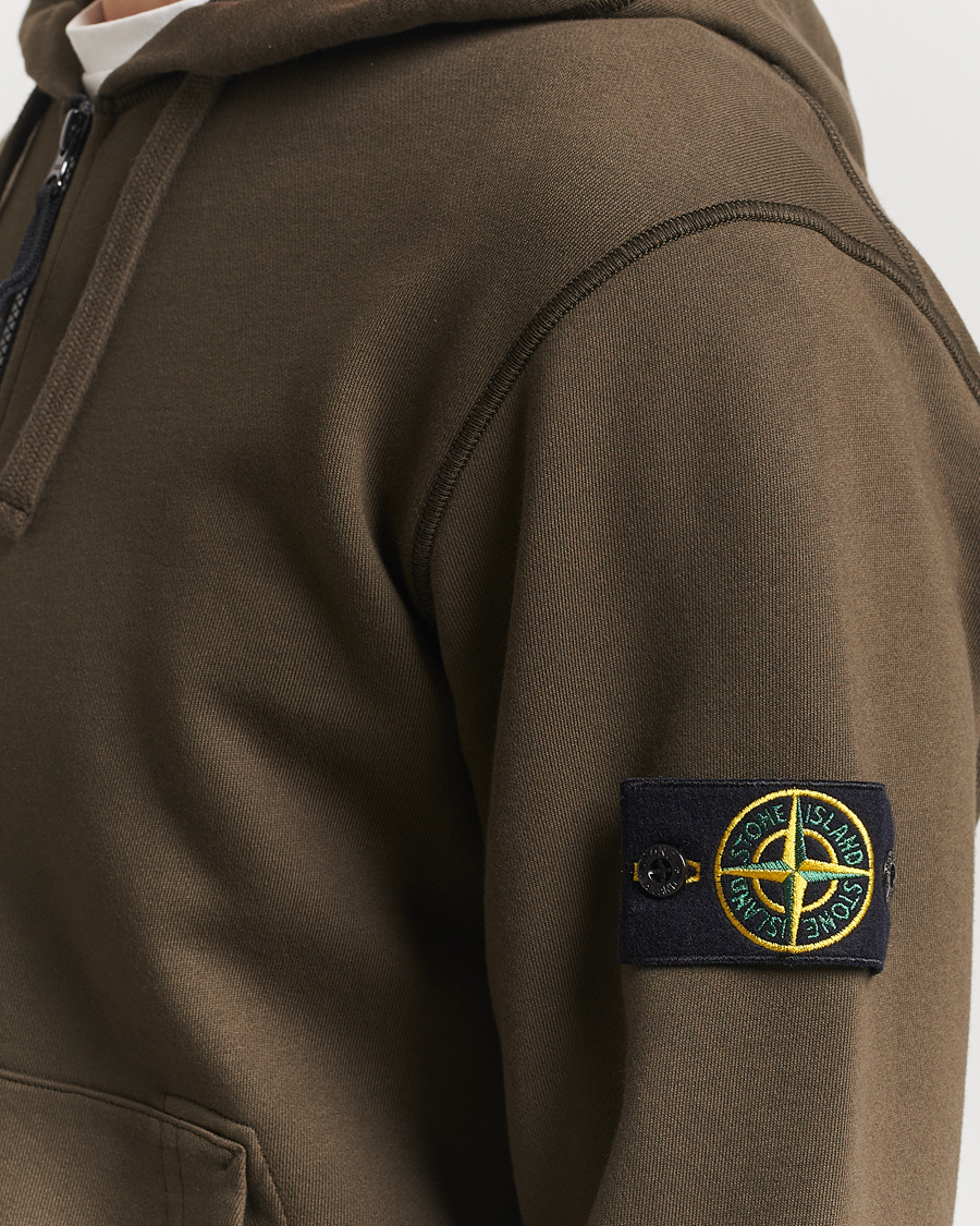 Herre | Gensere | Stone Island | Garment Dyed Fleece Full Zip Hood Military Green