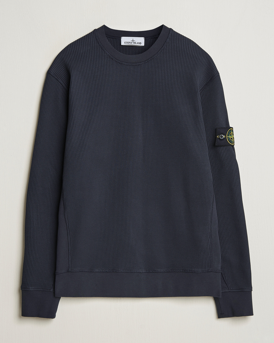 Herre | Gensere | Stone Island | Organic Cotton Waffle Fleece Sweatshirt Navy Blue