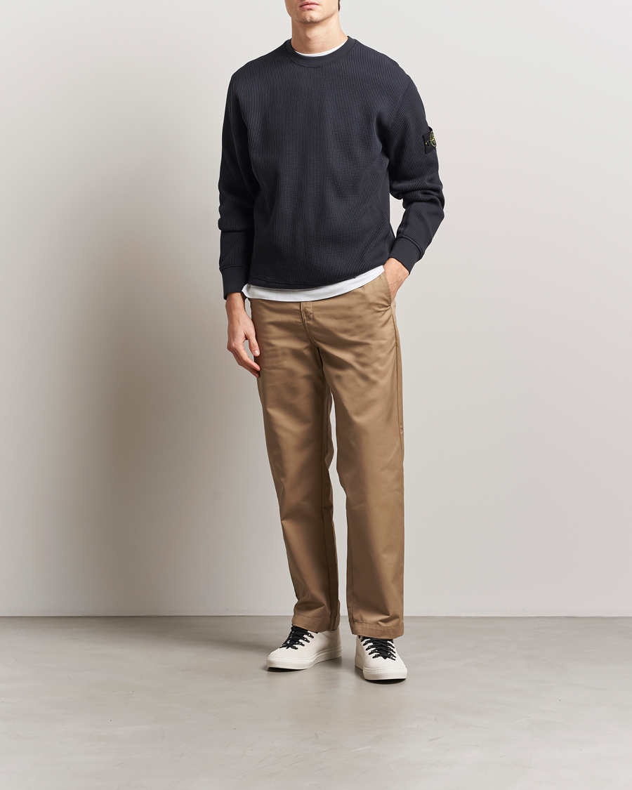 Herre | Gensere | Stone Island | Organic Cotton Waffle Fleece Sweatshirt Navy Blue