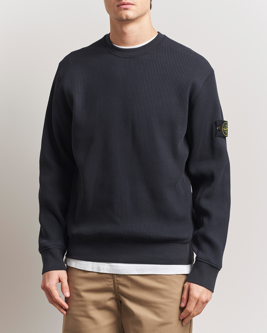 Herre | Gensere | Stone Island | Organic Cotton Waffle Fleece Sweatshirt Navy Blue