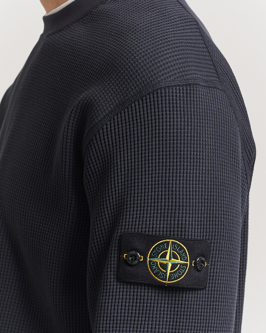 Herre | Gensere | Stone Island | Organic Cotton Waffle Fleece Sweatshirt Navy Blue