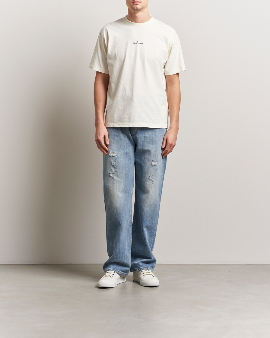 Herre | T-Shirts | Stone Island | Compas Camo Backlogo T-Shirt Ivory