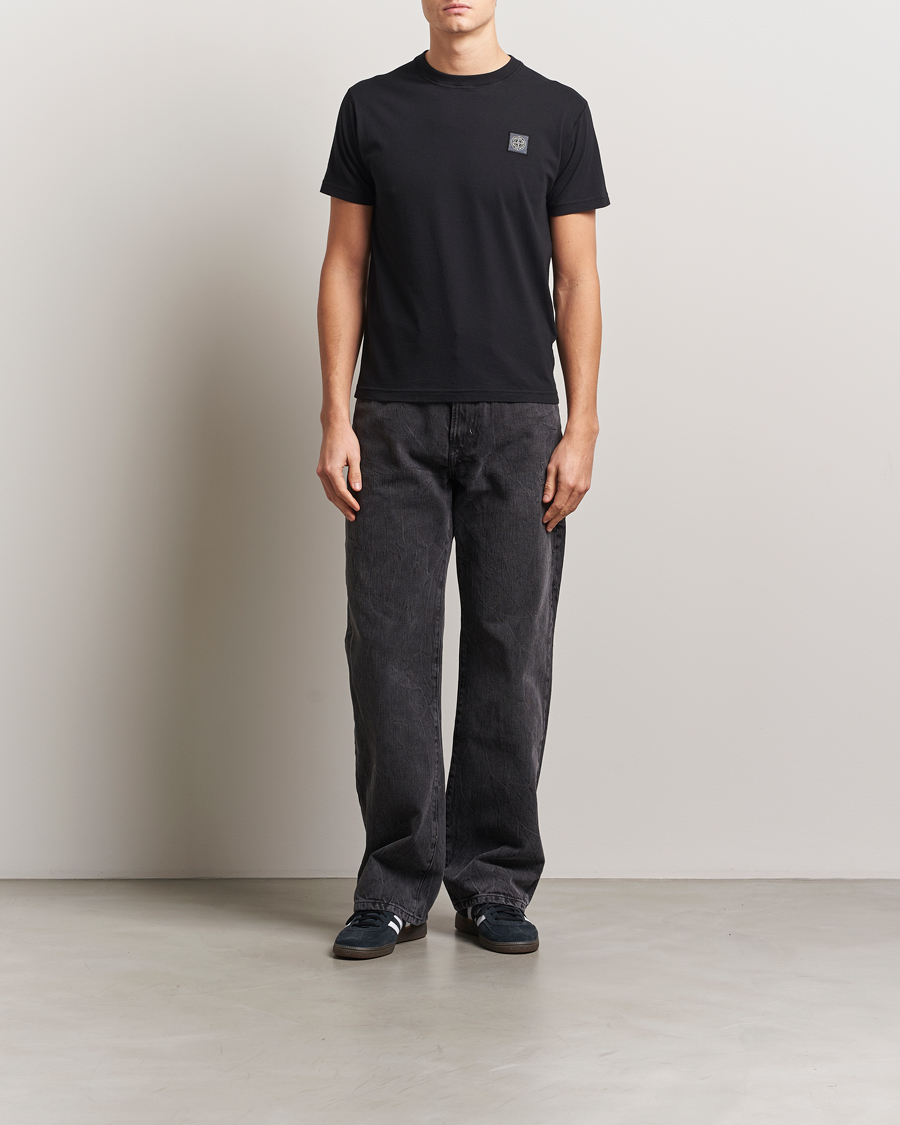 Herre | T-Shirts | Stone Island | Organic Cotton Fissato Effect T-Shirt Black