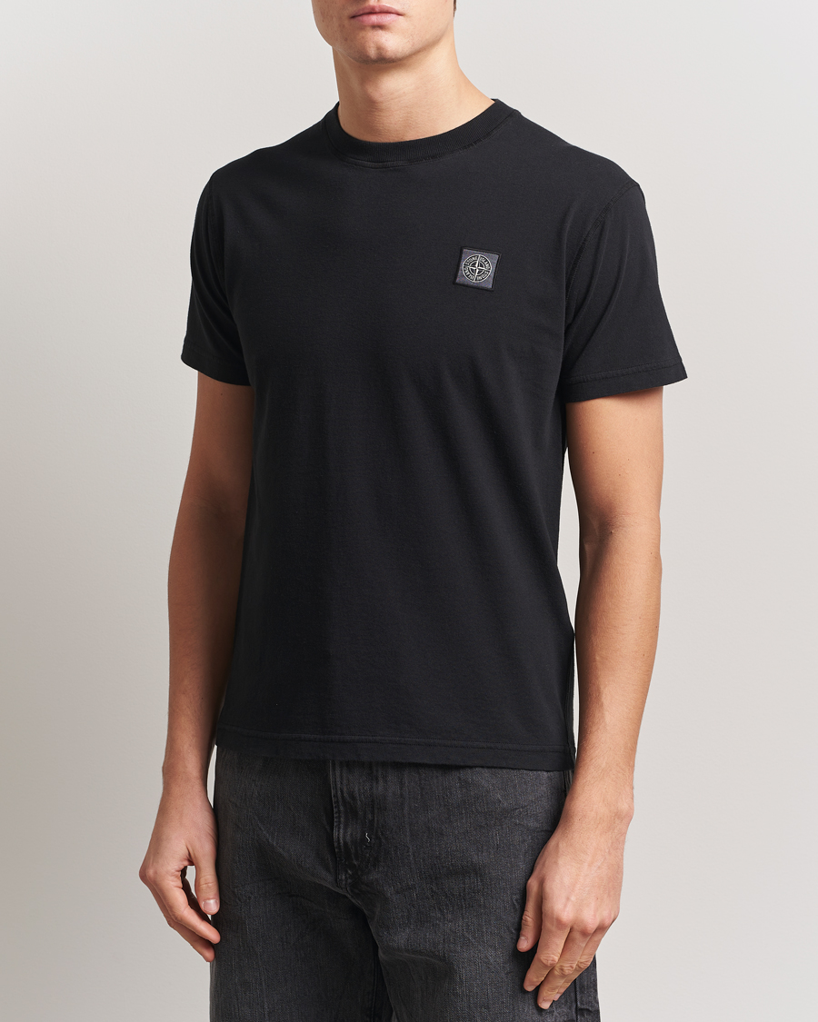 Herre | T-Shirts | Stone Island | Organic Cotton Fissato Effect T-Shirt Black