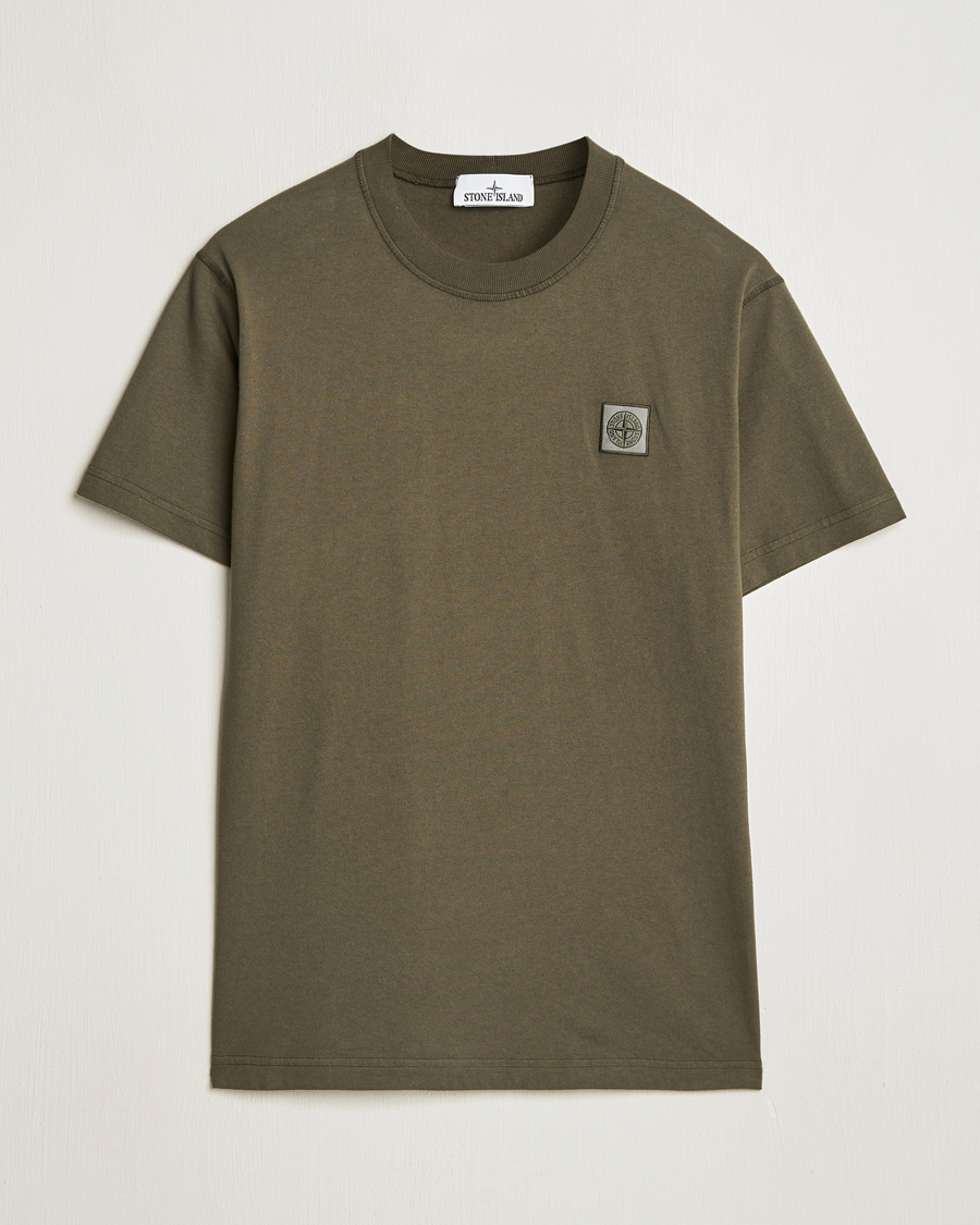 Herre | T-Shirts | Stone Island | Organic Cotton Fissato Effect T-Shirt Military Green