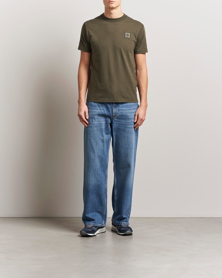 Herre | T-Shirts | Stone Island | Organic Cotton Fissato Effect T-Shirt Military Green
